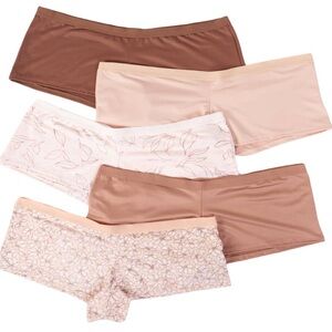NWT Five Pair Women's Large Delta Burke Intimates Micro Boy Short Panties